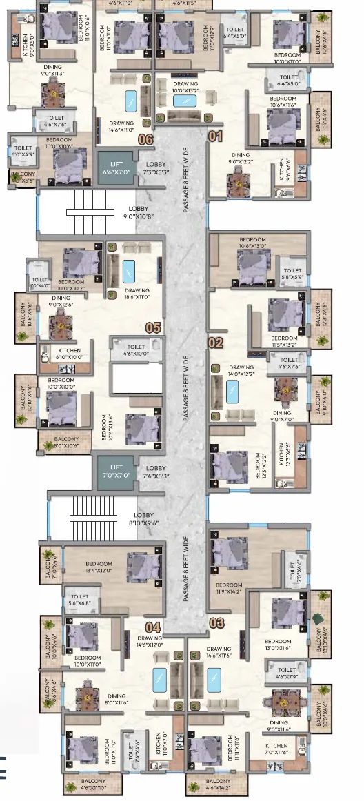 Ara City Center typical residential floor plan